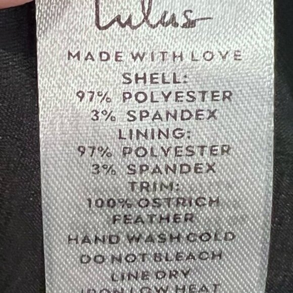 🌻NEW w/tag Lulus Exquisite Invite Black Satin Feather Backless Midi Dress SMALL - Picture 13 of 13